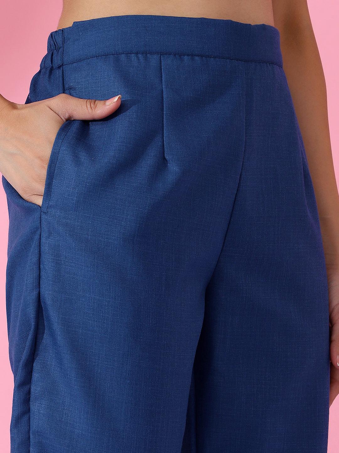 Embroidered Women Embroided Co-Ord Set Blue